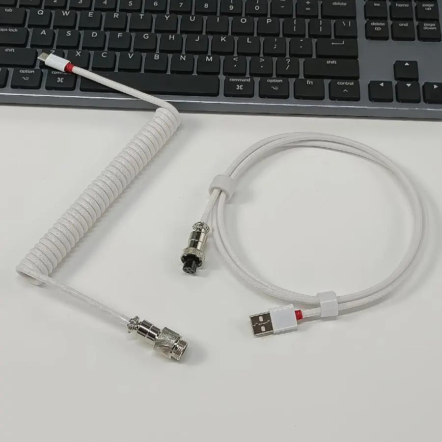 Braided Mechanical Keyboard Cable, 1 Pack Plug-and-Play Gaming USB Coiled Cable, Computer & Laptop Accessories