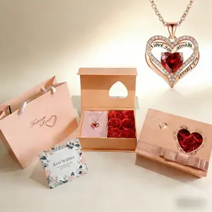 Rose Gold Women's Heart Charm Necklace - Gift-Ready in Box, Ideal for Wives, Perfect for Birthday, Valentine's Day Celebrations