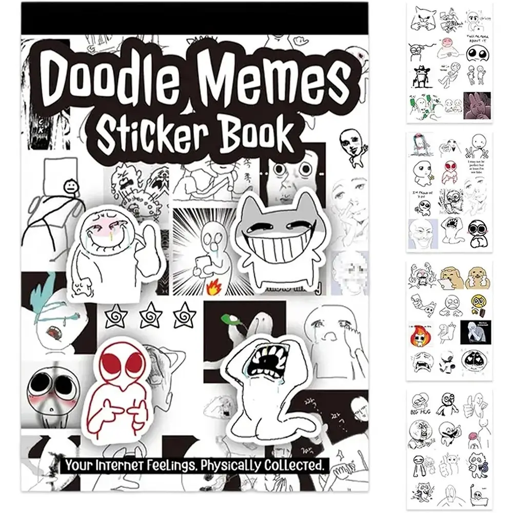 Doodle Memes Sticker Book, DIY Sticker, Decal Sticker, Cool Stickers, Sticker Set, 460+ Pcs Funny Internet Feelings Stickers - A Physical Collection of Memes for Laptop, Water Bottle, Journal and Scrapbooking