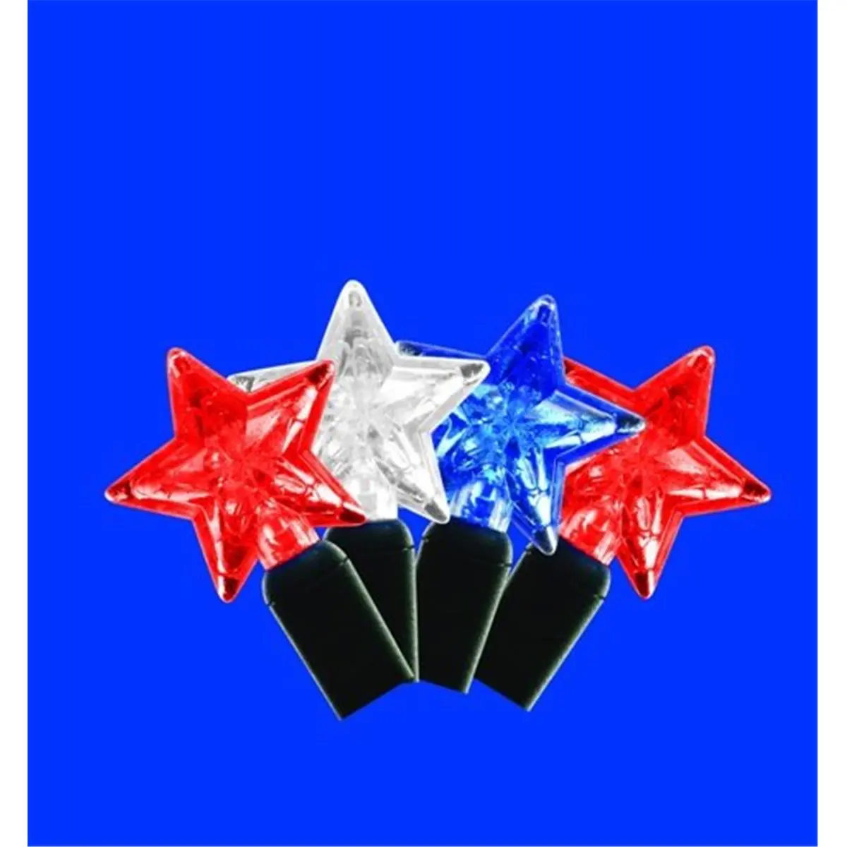 Kellogg Plastics 51422 Star-Shape LED Light Kit - 12' Length, 35 Bulbs, 0.02 String Wattage, 2.4 A, Eco-Friendly, Energy-Saving, Red-White-Blue, Indoor/Outdoor Holiday Decor (Home & Festive Supplies)