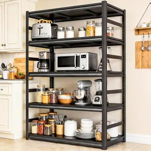 5-Tier Heavy-Duty Storage Rack System Ideal for Kitchens and Garages Adjustable Metal Shelves Holds up to 2500 lbs Multi-Purpose Storage Solution Perfect for Tool Organization, Food Storage, Workshops, and More