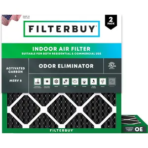 Filterbuy 12x12x1 Air Filter (2-Pack), Pleated MERV 8 Odor Eliminator HVAC AC Furnace Air Filters (Actual Size: 11.75 x 11.75 x 0.75 Inches)