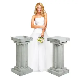 3 Ft. Marble-Look Fluted Column 3D Cardboard Pillars - 2 Pc.