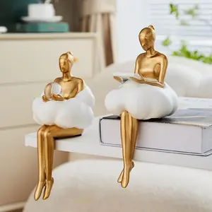 2026 New Artistic Cloud Girl Carving Figurine, Elegant Ballet-Style Decorative Ornament, Gift for Living Room Desktop, Ideal for Ballet Enthusiasts to Read a Book By, Car Decoration