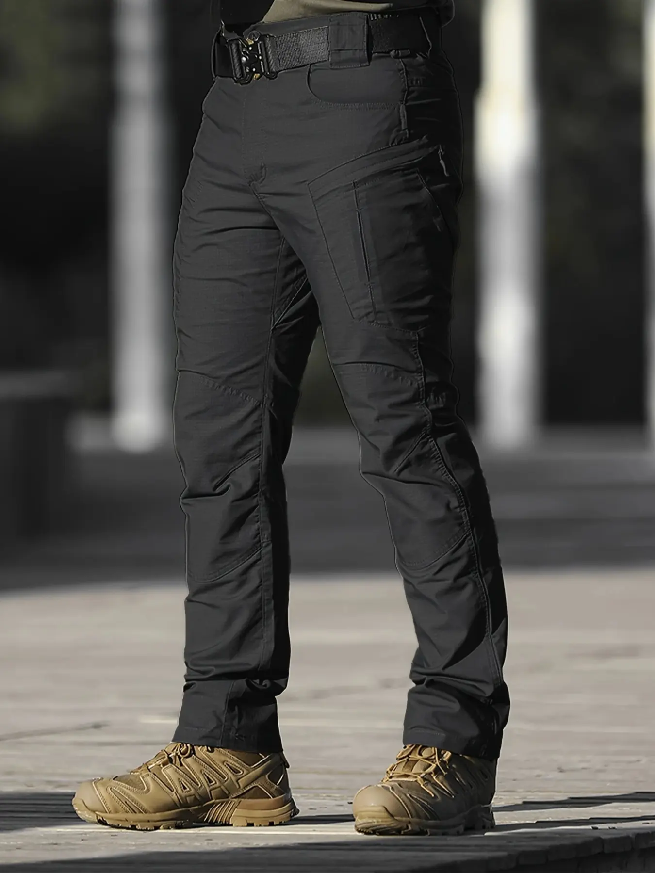 Men's multifunctional tactical cargo pants, All Seasons Trousers, Fitted, durable fabric, durable work pants for hiking, designed with zip pockets, suitable for outdoor and casual wear, belt not included, All Purpose Pants, Casual Fashion Bottoms