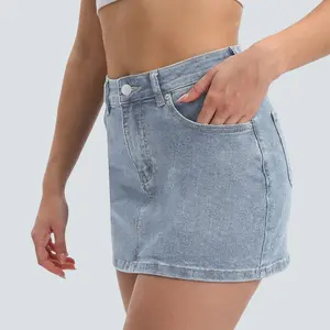 FireSwan 2026 Y2K Women's Low-Waist Vintage Blue Denim A-Line Fitted Above-Knee Mini Skirt with Pockets, Chic Casual Daily Bottoms (Greenish) #TikTokShopSpringGlowUp,summerwins