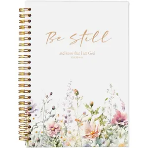 Floral Pattern Spiral Notebook, 1 Count Christian Notebook, Bible Journal Notebook, Devotional Notebook, Spiral Notebook with 50 Pages for Note Taking, Gifts for Women