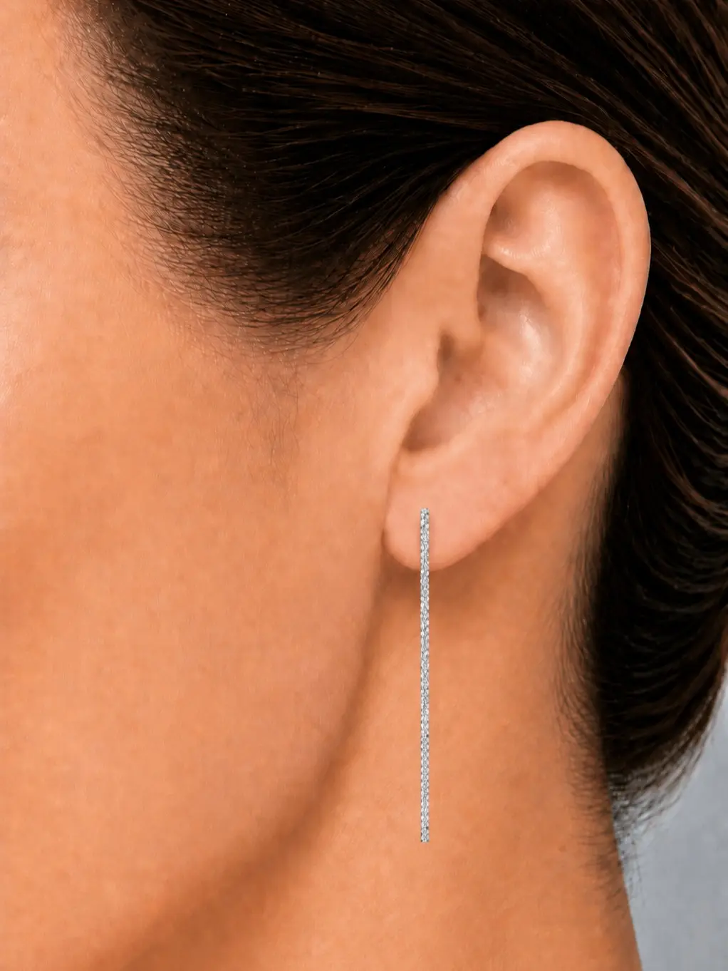 925 Sterling Silver Sparkle Chain Stud Earrings (1 Pair)