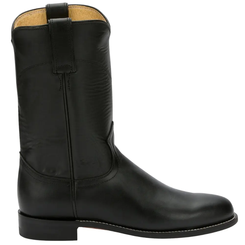 Justin Boots Womens Cora Round Toe Roper Casual Boots Mid Calf Low Heel 1-2" - Black