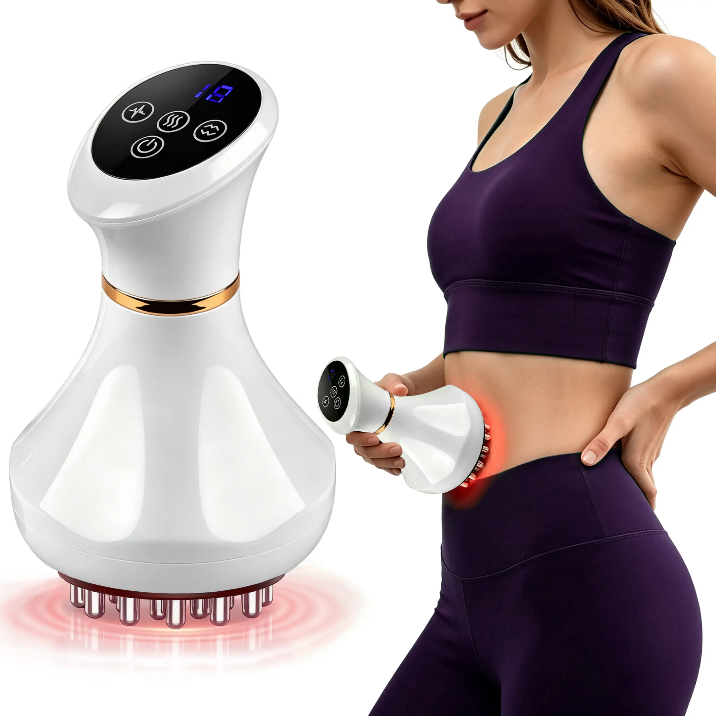 Meridian Brush with Heating and Vibration,Portable Wireless Electric Meridian Brush, RedLight Heating Scraping Device, Handheld Massage Tools for Relaxation, Great Gift for Parents and Friends