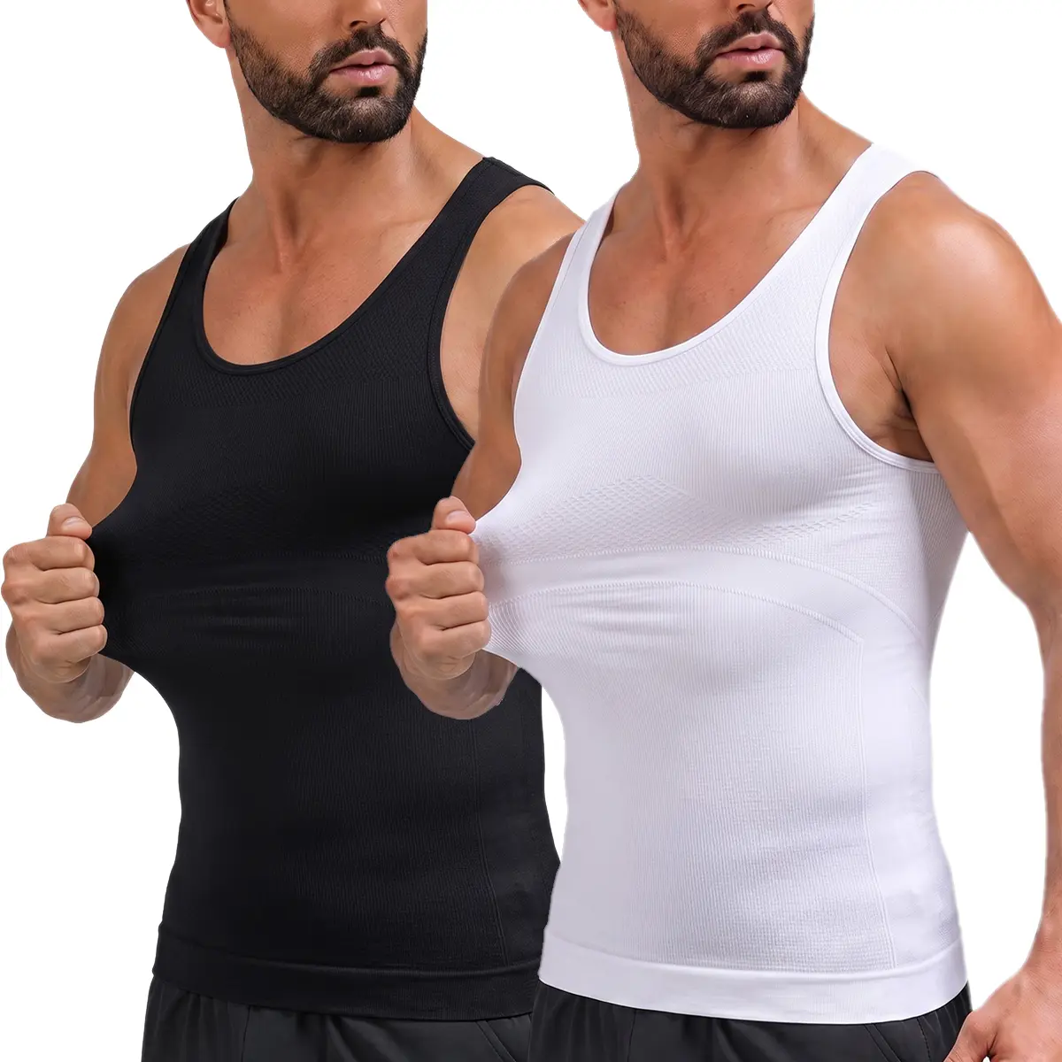 Men’s Seamless Soft Compression Shapewear Tank,  Stretchy, Slimming Body Shaper Vest with Waist & Chest Support, Breathable Muscle Tank for Daily Comfort, Menswear,Body Shaper Tummy Control Workout Top