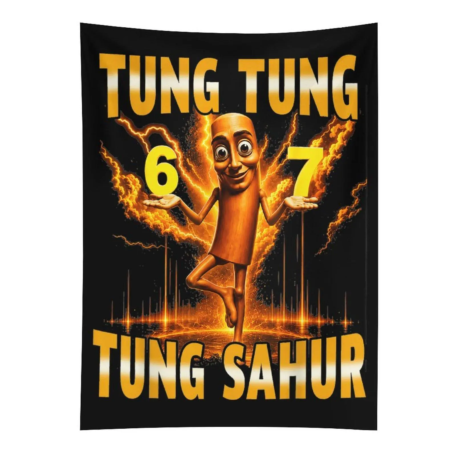 Tung Tung Tung Sahur 67 Meme Wall Tapestry, Six Seven Brainrot Wall Hanging, Gen Z Dorm Decor