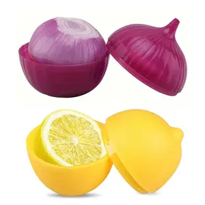 Lemon & Onion Shaped Food Storage Container, 2 Counts/set Containers Set, Multipurpose Plastic Storage Container, Flip Top Fruit & Vegetable Preservation Box, Fridge Storage, Kitchen