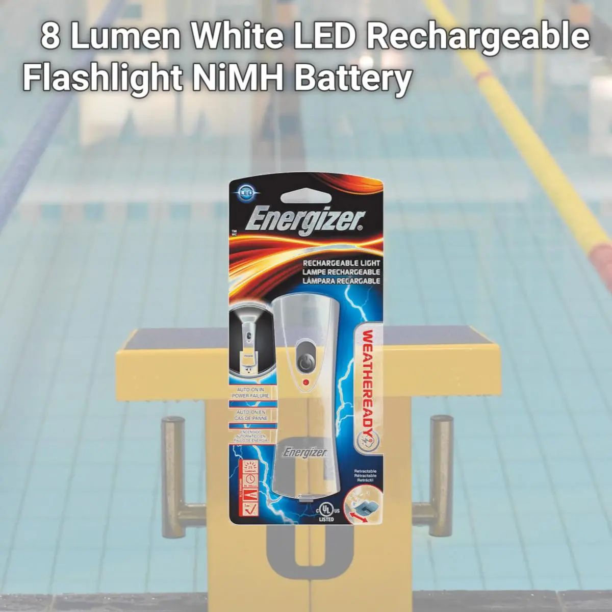 Energizer 3415783 Rechargeable LED Flashlight - 8 Lumen White LED Lights, NiMH Batteries, Lightweight, Compact, High-Low Mode, Polycarbonate Build - Ideal for Fishing, Hunting - Home Improvement Building Supplies Accessory