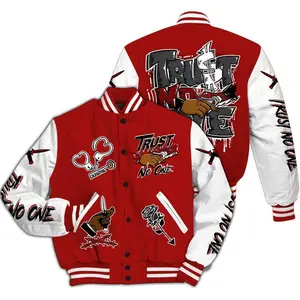 Trust No One Varsity Jacket Unisex, Drip Graphic Streetwear, All Over Print Bomber Coat, Stylish Sneaker Match Gift Idea