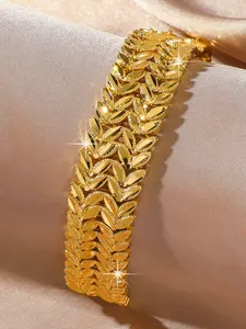 Fashionable double row wheat ear shaped bracelet. Tennis bracelet jewelry, copper plated 24k women's jewelry, suitable for girlfriends, exquisite gifts for friends, daily gifts, Valentine's Day, weddings, Elegant Jewelry Bracelet