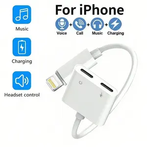 Dual Lightning Earphone Headset Adapter Converter Connection, 2-In-1 Aux Audio & Charging Splitter Cable, Electronic, Durable, Compatible with iPhone 14 13 12 11 Pro Max Plus XS XR 8 7