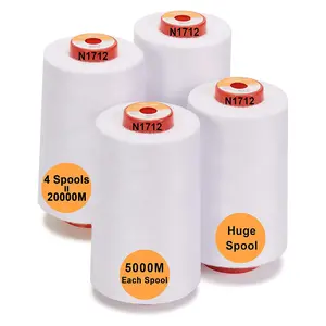 New brothread - 4 Large Cones of 5500Y (5000M) Each All Purpose Spun Polyester Thread 40S/2 (Tex27) for Serger, Overlock, Quilting, Piecing and Sewing Seamless Stitching, mothersdaygift