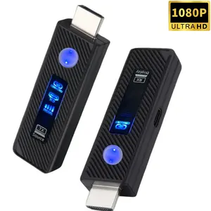 2025 Upgraded Wireless HDMI Transmitter and Receiver 165FT/50M, Wireless HDMI Extender kit for 1080@60Hz Input, 1080P@60Hz Output, 5.8G+2.4G high-Speed Transmission Support laptops, PC, Camera mic  q