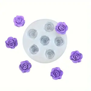 2pcs 6-Cavity Silicone Rose Flower Mold for Candles & Resin Crafts - Irregular Shaped, Multi-Purpose DIY Casting Mold, Candle Making Supplie
