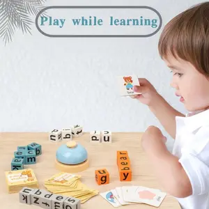 Letter Word Building Block Set, 2-4 Players Family Interactive Board Game, Logic Thinking Training, Stress Relief, Ages 3-6