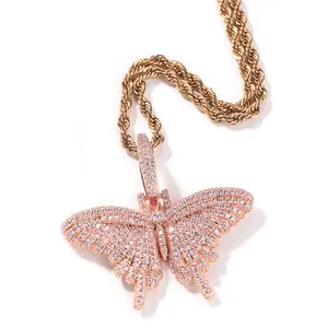 Exquisite butterfly necklace, 2024 new fashion crystal necklace, luxury jewelry, pendant necklace for Bf and Gf, 2pcs/set fashion hip hop chain, daily clothing decoration, fashionable versatile jewelry, suitable for birthday holiday gifts, no box