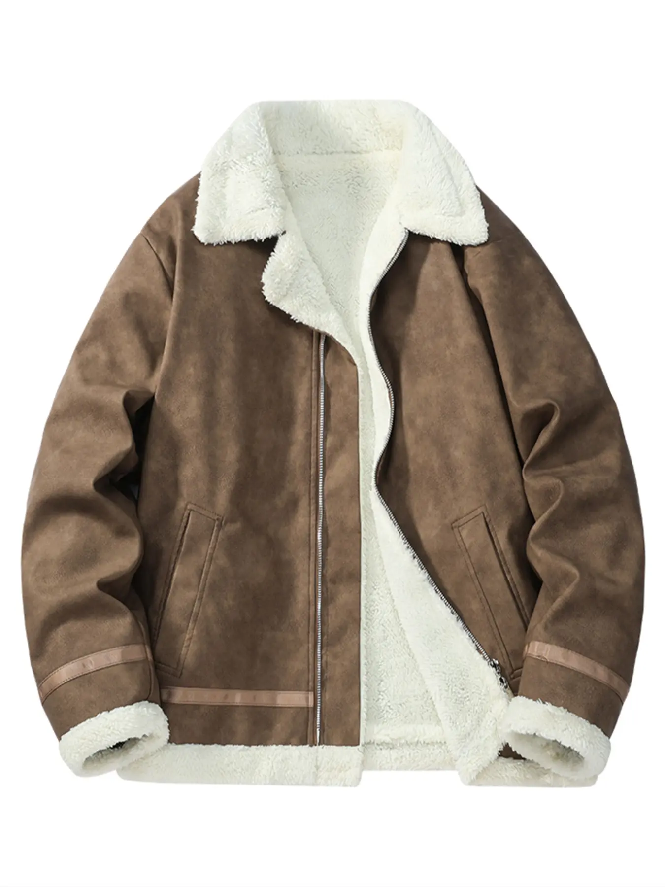 Men's Leather Jacket Coats Winter Warm Outerwear, American Vintage Fashion Street Style, Fitted Casual Colorblock Design, Fall & Winter Clothing
