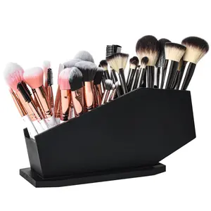 Gothvanity Coffin Brush Holder - Gothic Desk Organizer -Coffin Makeup Brush Holder- Wooden Coffin Pen Holder -Spooky Decor for Bathroom, Living Room or Bedroom- Black - 10x 5x3.25 Inches Boxes Compartment