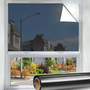 One Way Mirror Window Film Privacy Sun Blocking Reflective Tint Heat Control Anti UV Window Stickers for Home and Office - 50cm*450cm/19. 6in*177in Universal Seasonal Décor Without Electricity Use