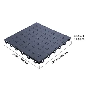 VEVOR Garage Tiles Interlocking, 12 x 12 x 0.53 inch 25 Pack Garage Floor Covering Tiles, Non-Slip Double-Sided Texture Garage Flooring Tiles, for Garages, Basements, Repair Shops, Graphite Gray