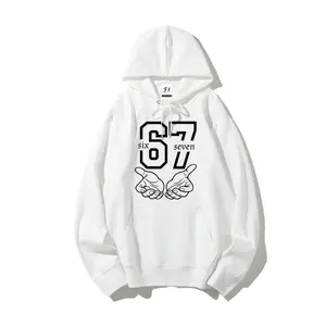 Six Seven 67 Graphic Hoodie Unisex Grey Hooded Sweatshirt with Hands Design Urban Streetwear Pullover Oversized Fleece Pocket Jumper for Men Women Gym Casual Fall Fashion Top