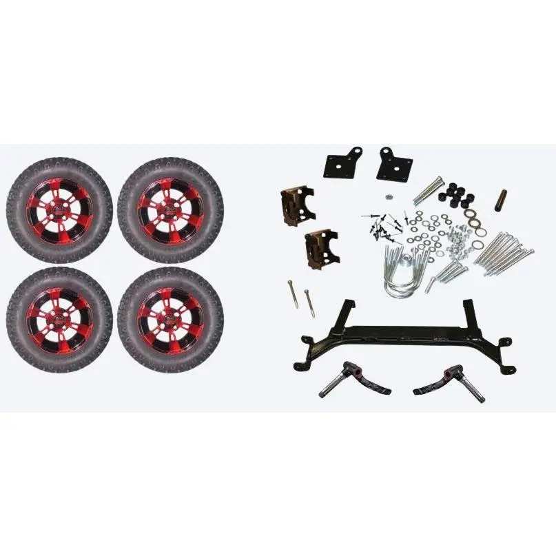 Lift Kit Combo with 12" Colossus Red for EZGO TXT Golf Carts 2001+