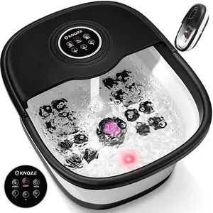 KNQZE Collapsible Foot Massager with Heating Function16 Shiatsu Rollers Wireless Remote Control AdjustableTiming Bubble Bath Red Light Pumice Stone Medicine BoxCompact Design Ideal Gift for Mother's Day - Relaxing,Foot Bath Detox, Spa & Heat