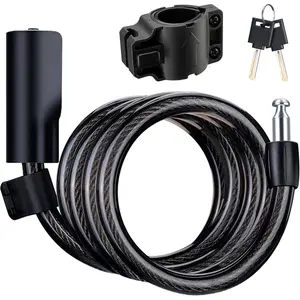 ROCKRBOS   Lock with Key, ABS Lock Shell, 2  & 1 Mount Bracket,  Lock for Bicycle/Scooter/Gate