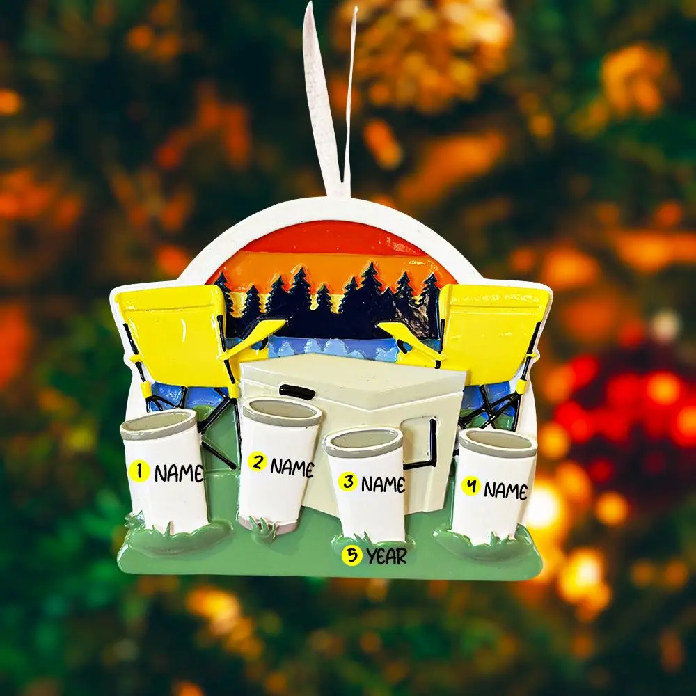 Personalized Family Camping Christmas Ornament | Custom Names & Year