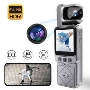 High-Definition 180° Rotating Lens Portable Sports Camera, 6x Digital Zoom, Wide Angle, Wireless Transmission, Night Vision, Loop Recording