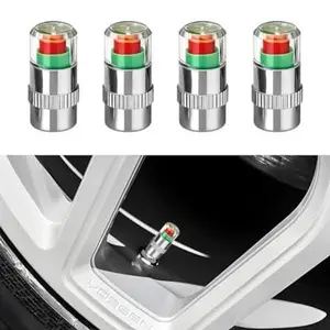 JOYTUTUS fathersdaygift-4 Pack Car Tire Pressure Monitoring Valves with Red & Green Indicators for Medium-Sized Cars Motorcycles & Bicycles Easy Installation, 4Pcs Car Parts Automotive fathersdaygift