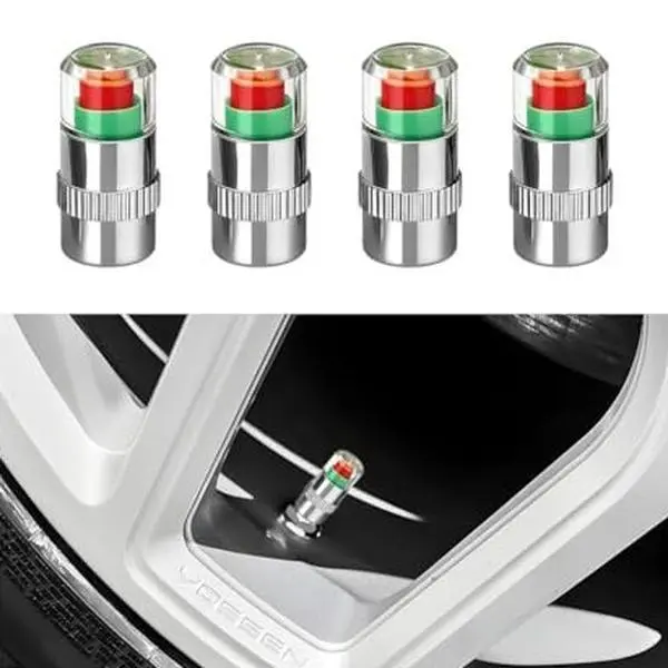 【SummerFinds】JOYTUTUS 4 Pack Car Tire Pressure Monitoring Valves with Red & Green Indicators for Medium-Sized Cars Motorcycles & Bicycles Easy Installation, 4Pcs Car Parts Automotive fathersdaygift Car Accessories Car Tire Sensor