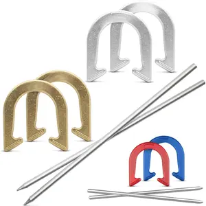 Steel Horseshoes Outdoor Game Set - Gold & Silver or Red & Blue - Official Size and Weight