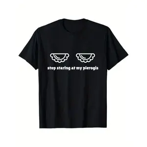 Humorous Polish Pride TShirt Featuring Stop Staring at My Pierogis Message Made from 100 Cotton Perfect for Casual Outdoor Wear in All Seasons