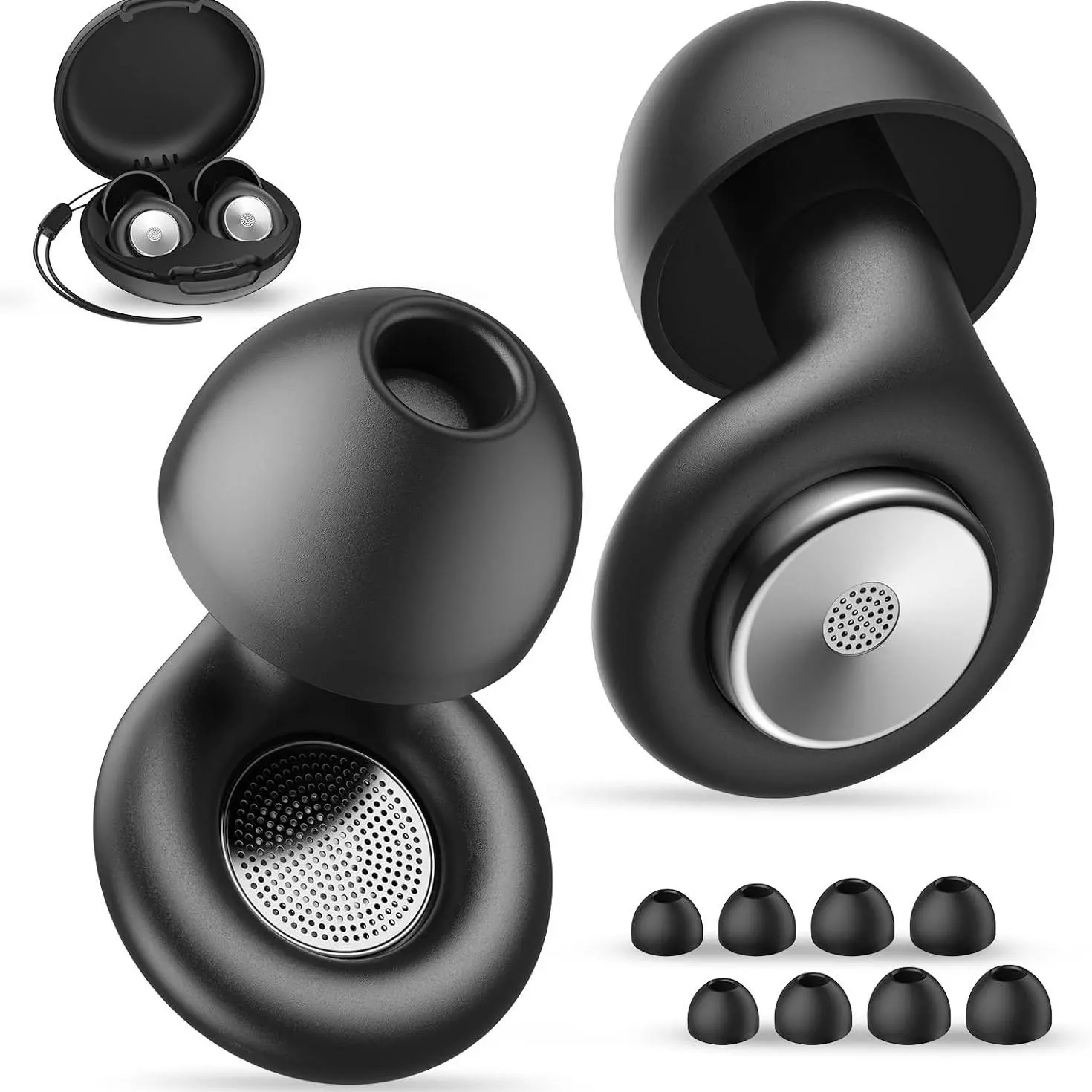 30dB Noise Reduction Sleep Earplugs, Soft Reusable Silicone Hearing Protection, Ideal for Sensitive Environments, Travel & Concerts, Multiple Sizes, 8 Total Sizes XS, S, M, L