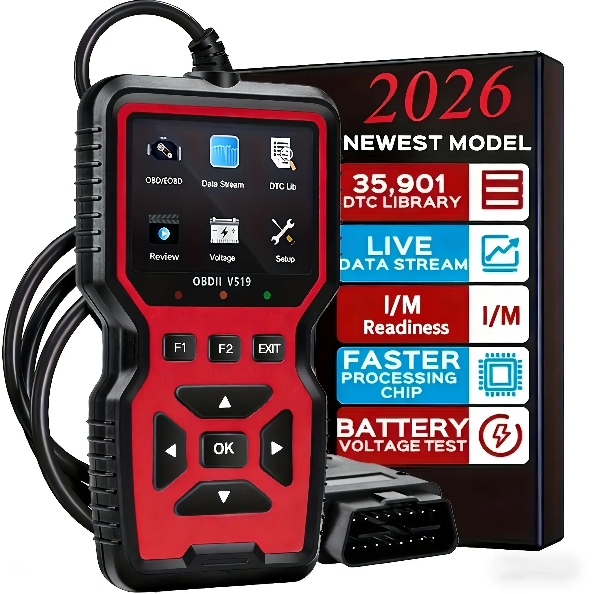 Professional OBD2 Scanner, Automotive Scan Tool, Real-time Data Car Engine Diagnostic Code Reader Tool, Car Engine Checker Tools, Car Voltage Tester