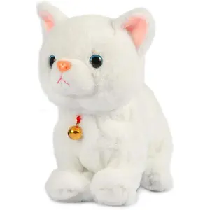 Interactive Plush Toys, Novelty Sound Control Electronic Cat Electronic Pets Robot Cat Gift for Children (White)