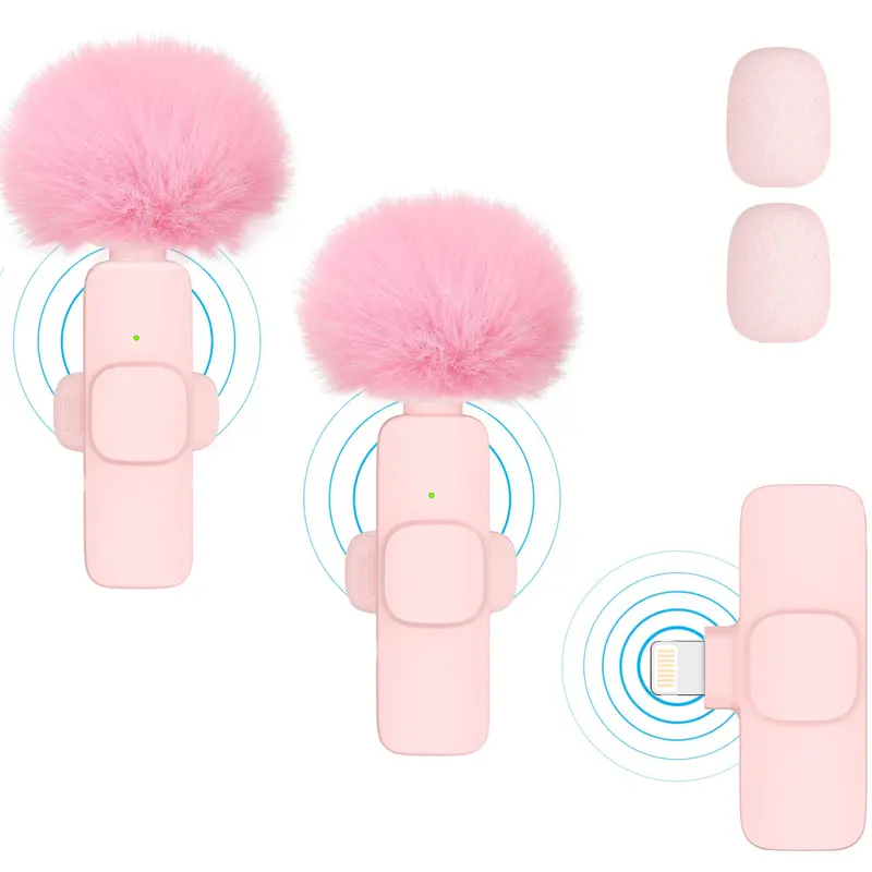 Mini Wireless Lavalier Microphone for iPhone, iPad, Android - 2 Pack Professional Lapel Phone Microphones for Live Interview Podcast Vlog
