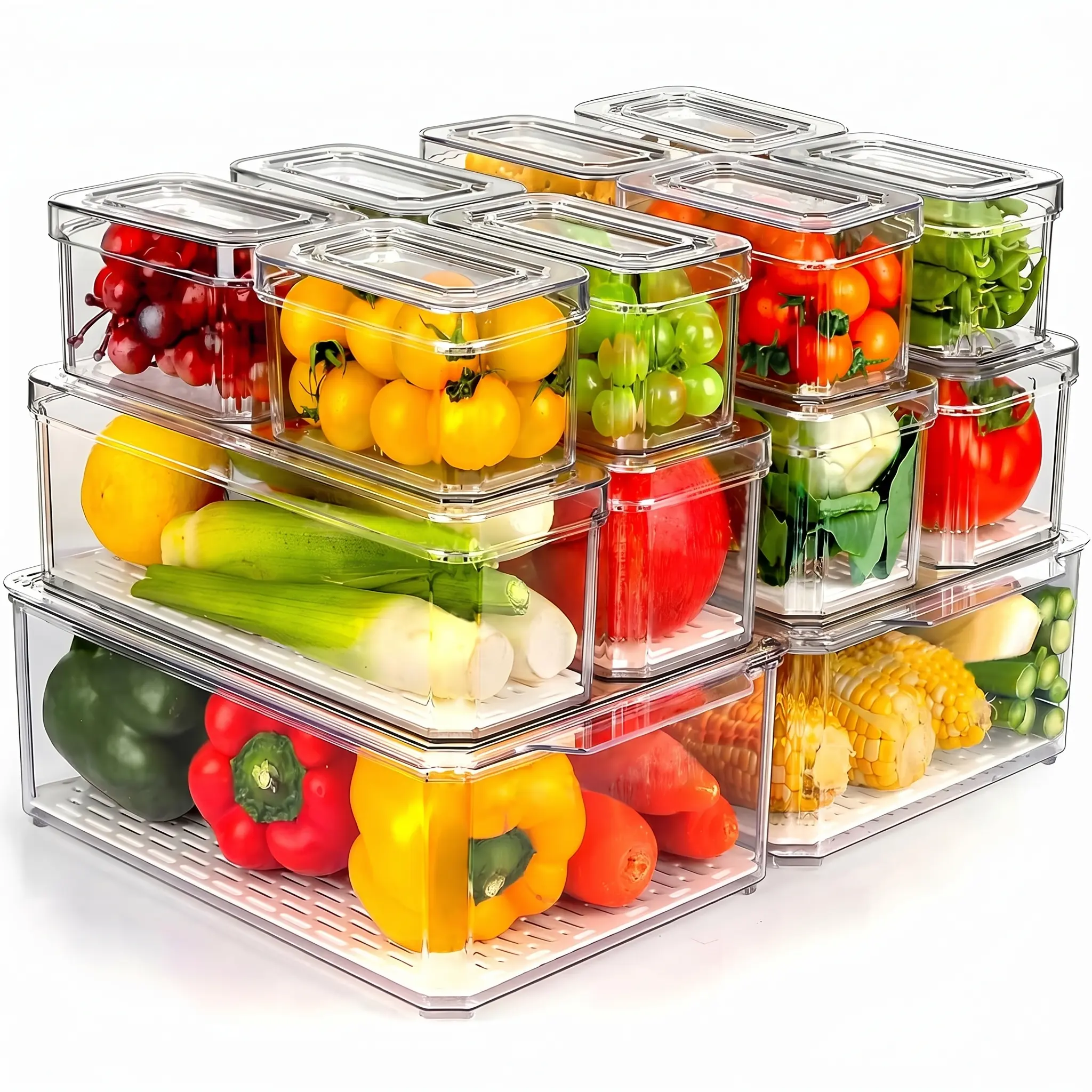 Airtight Plastic Food Storage Container Set - Stackable, Non-Slip, Leakproof Kitchen Organizers with Lids (7/14 Pack) for Airtight Meal Prep, Pantry Organization, Freshness Maintenance