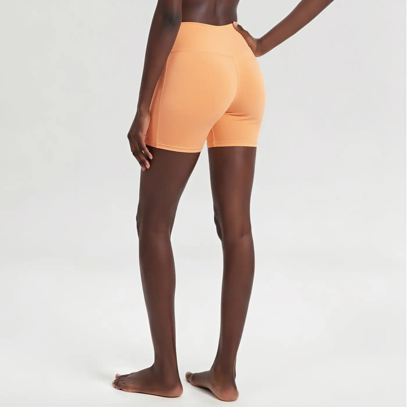 Runana Warm Orange Tummy-Control Athletic Compression Shorts, High Stretch, Anti-Exposure Fitness Bermuda Shorts