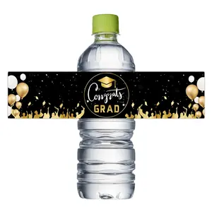 10sheets/20pcs Congrats Grad Water Bottle Labels, Graduation Season Party Water Bottle Stickers, Graduation Celebration Water Bottle Wrapper Stickers, Grad Party Decoration, Sticky Labels, Self Adhesive Stickers