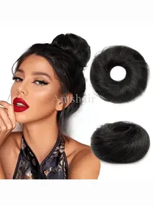 Human Hair Buns Chignon Ponytail Hairpiece Updo Donut Real Hair Extensions Flexible Elastic Band Human Hair Extensions