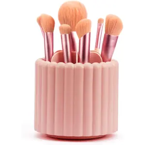 360 Rotating Makeup Brush Cup, Cute Brush Organizer , Removable 7 Slots Spinning  Brushes Storage Pen Holder for , Dresser, Desk, 5 Inch | 1 Pack
