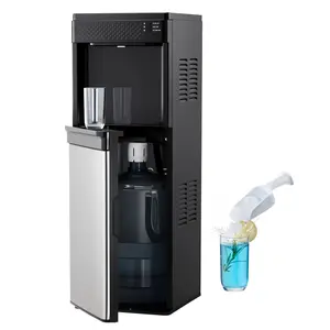 【FathersDayGift】 VEVOR Water Dispenser with Ice Maker, 3-in-1 Floor-Standing Water Dispenser, 33 LBS/24H, 9 Cubes/7 Min Fast Ice Making with 1.3 LBS Storage, Bullet Ice-Cubes & Cold-Water, for Home, Kitchen, Party